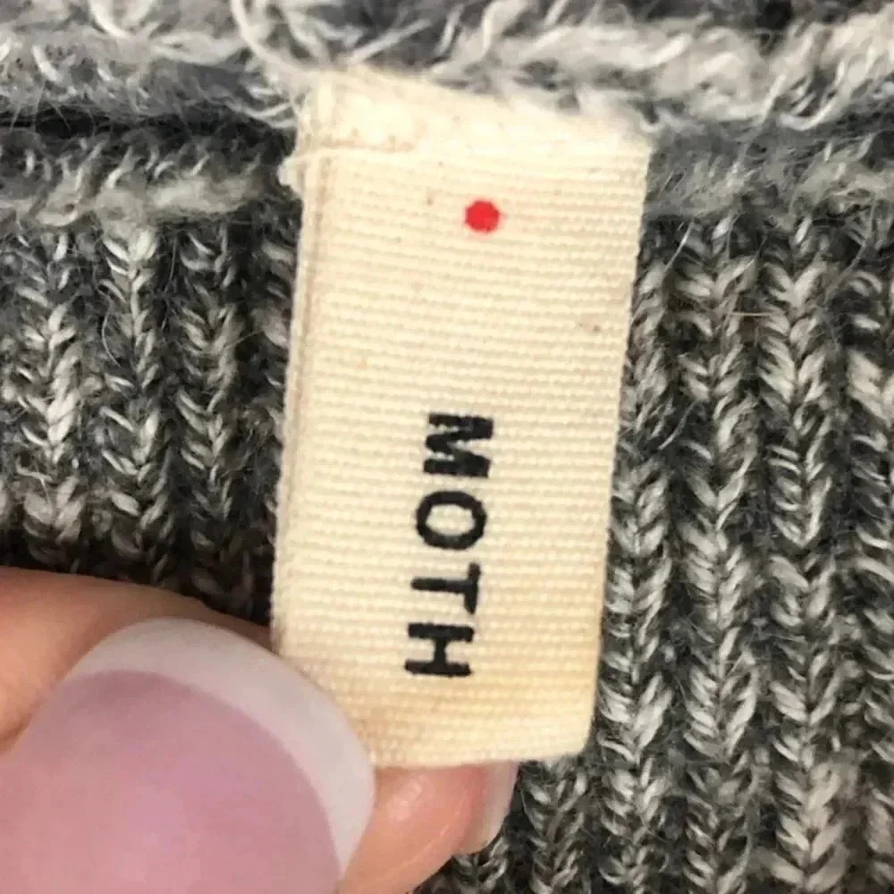 Anthropologie Moth Gray Ivory Wool Poncho Size XS - Picture 2 of 6